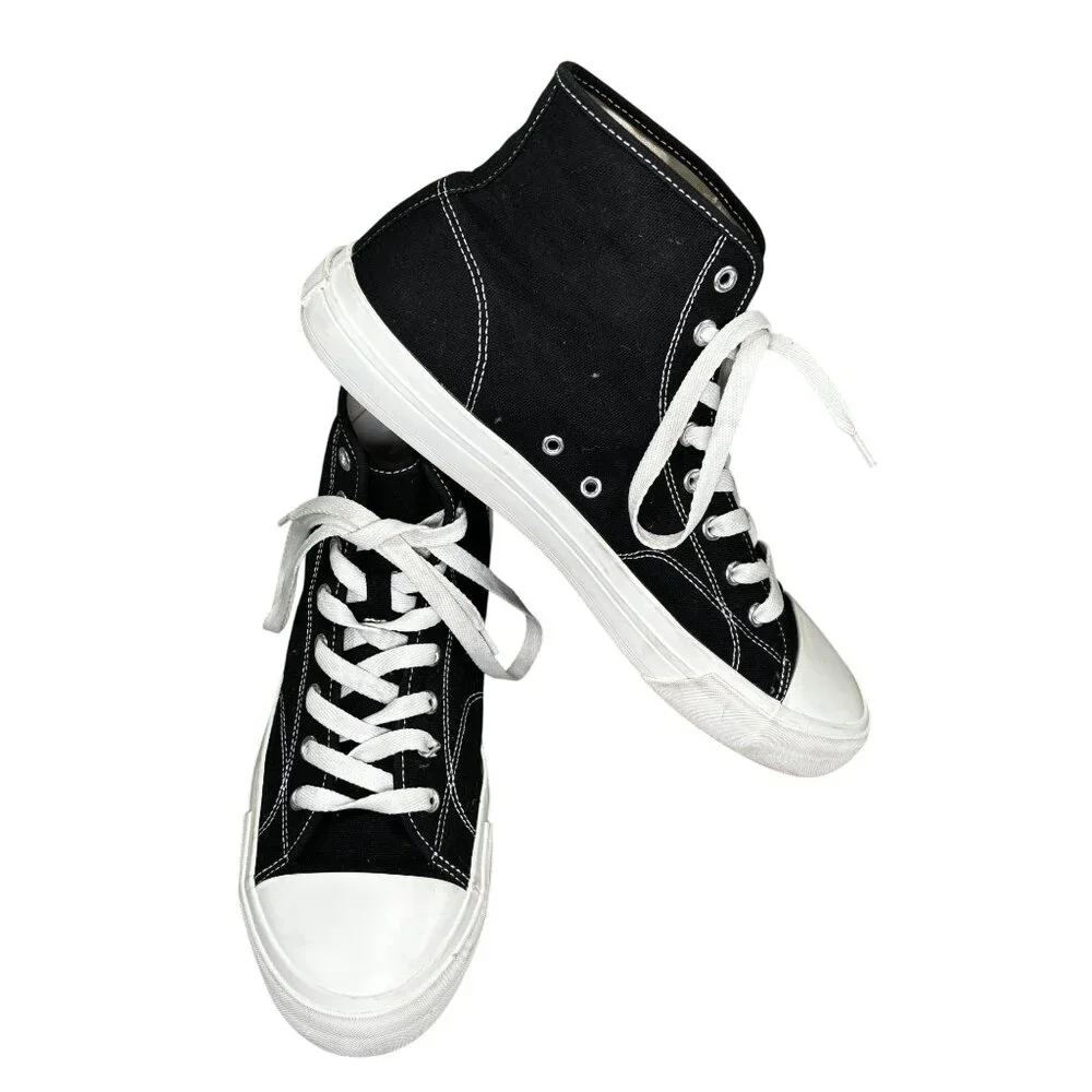 H&M Mens High-Top Canvas Sneakers US 10 EUR 43 Black & White Casual Shoes - Picture 1 of 7